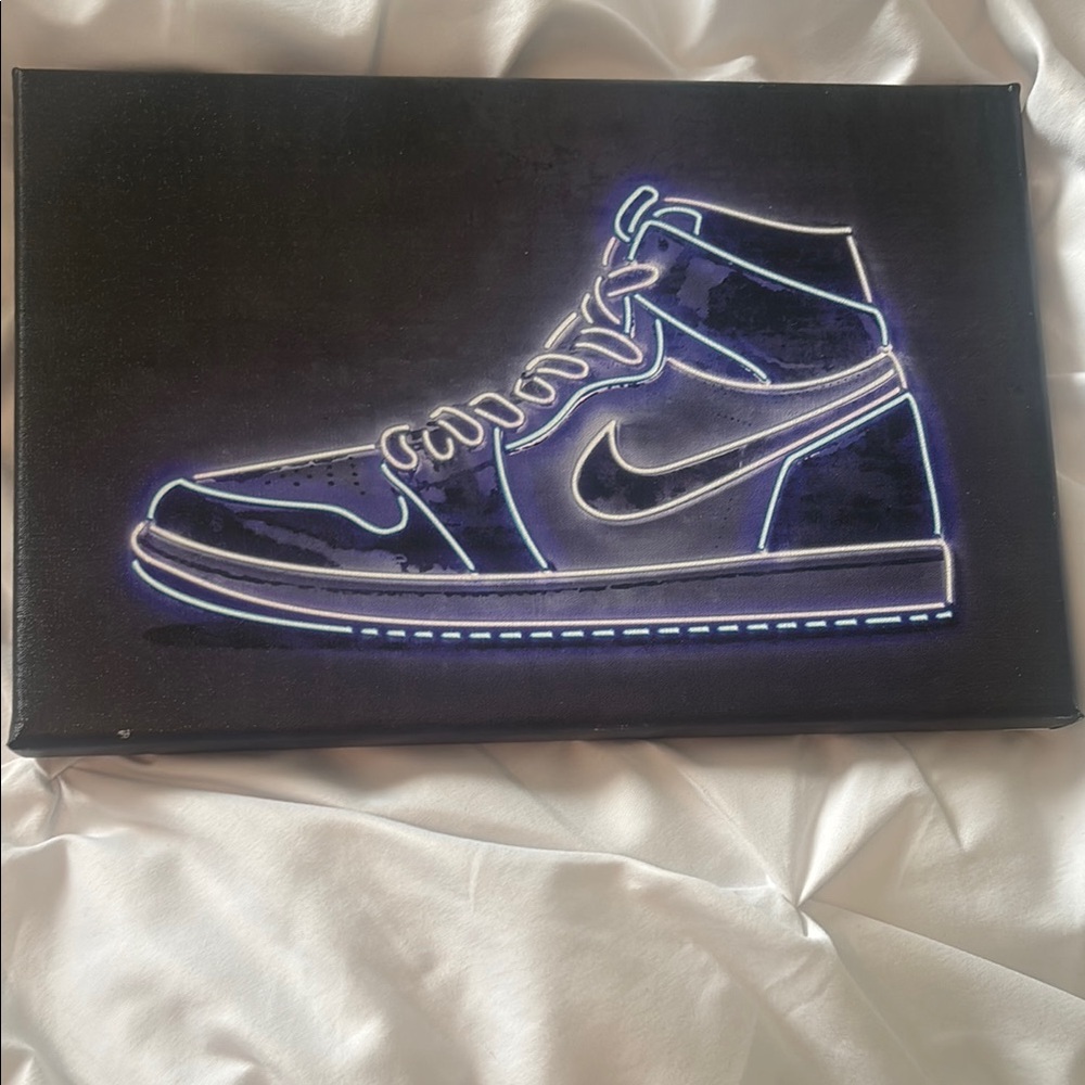 Nike Air Jordan Neon Blue Canvas Art